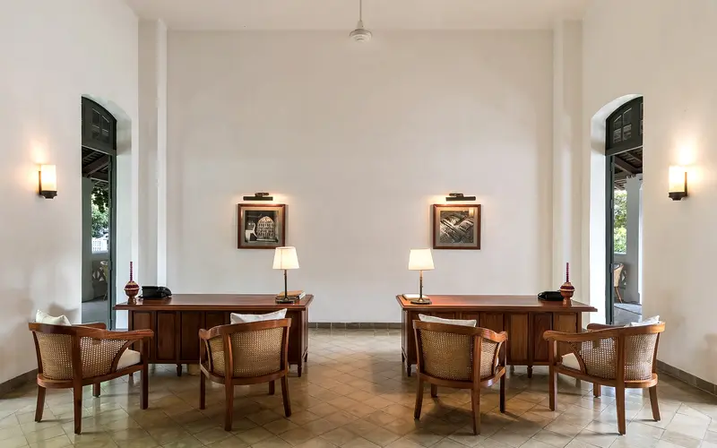 Commercial interior with hard floors, cleared for the night